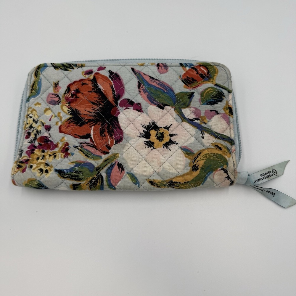 Vera Bradley RFID Deluxe Travel Wallet Sea Air Floral Zip Around